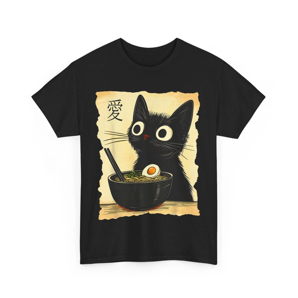 Funny Cat Ramen Graphic Tee Japanese Kawaii Anime Cat Unisex , , , Long Sleeve Tee