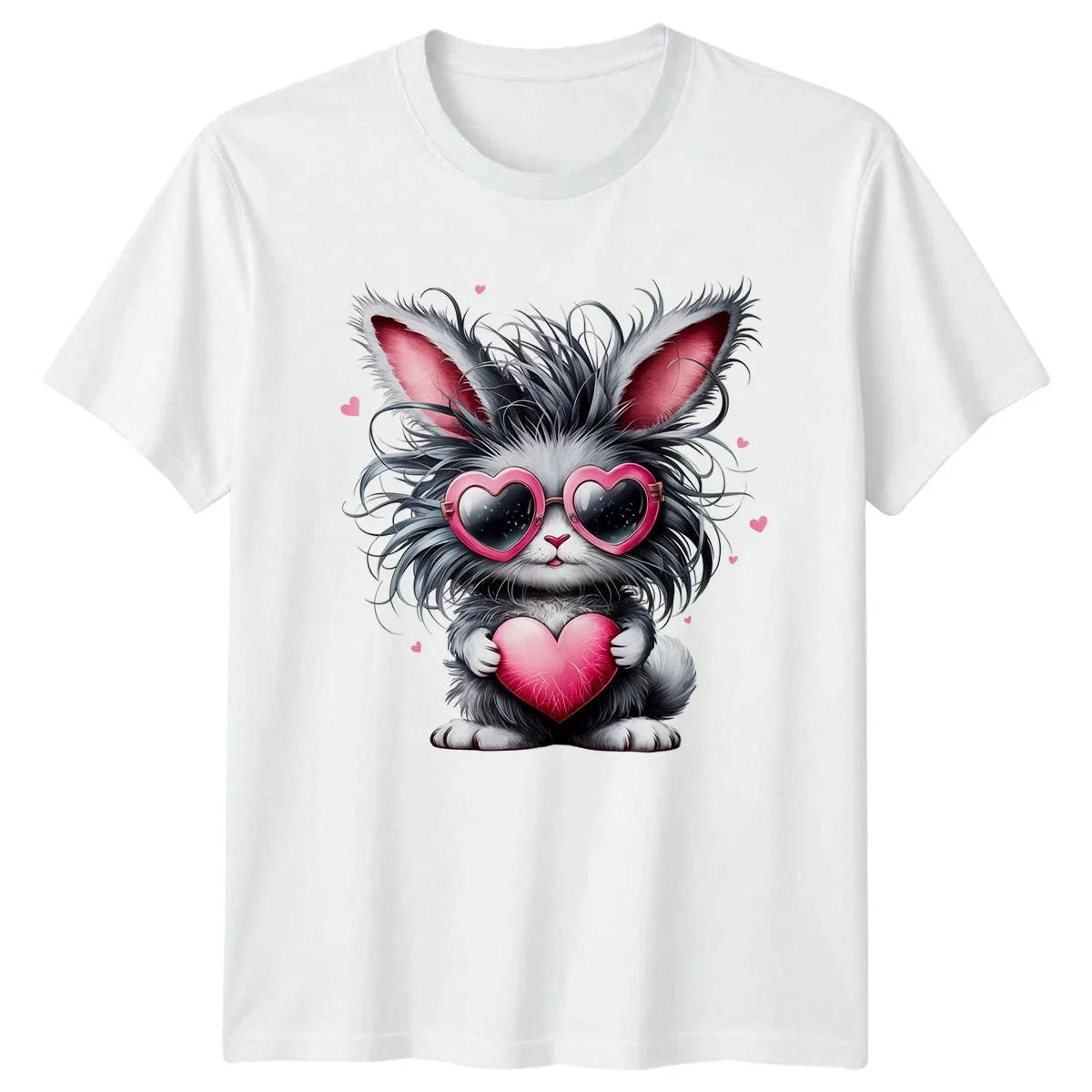 Bunny Rabbit Heart Sunglasses Graphic Tee Unisex Top Unisex , , , Long Sleeve Tee