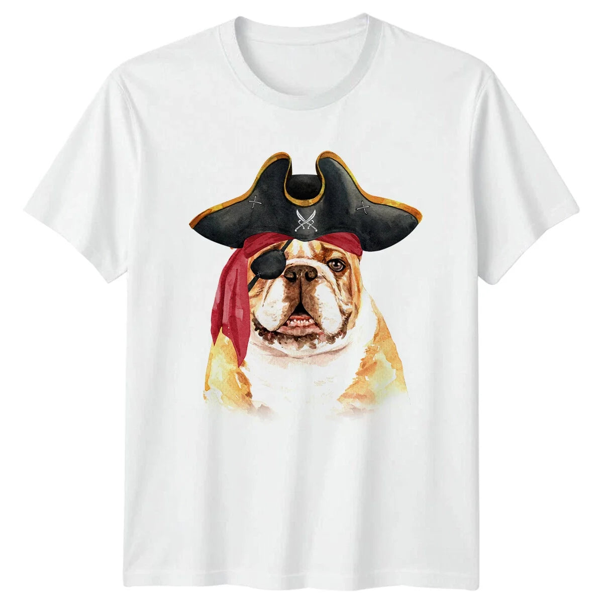 Pirate Bulldog Pet Dog Mens Cute Novelty Tee Unisex , , , Long Sleeve Tee