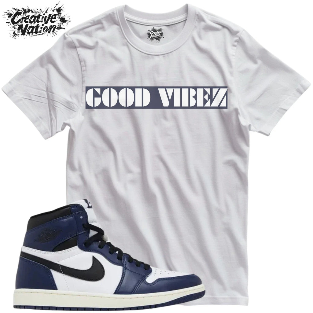 Shirt To Match 1 High OG Midnight Navy Unisex Tee Sneaker Shirt Good Vibez Shirt Unisex , , , Long Sleeve Tee