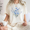 Blue Flower Bouquet Aesthetic Floral Spring Graphic T shirt Unisex , , , Long Sleeve Tee