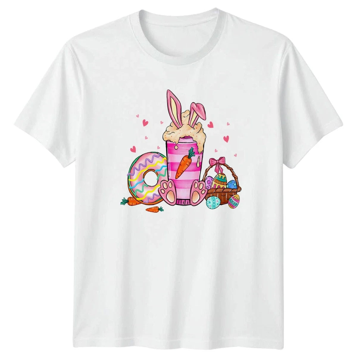 Cute Bunny Paws Donut Easter Womens Spring Dessert Easter Gift For Her Unisex , , , Long Sleeve Tee