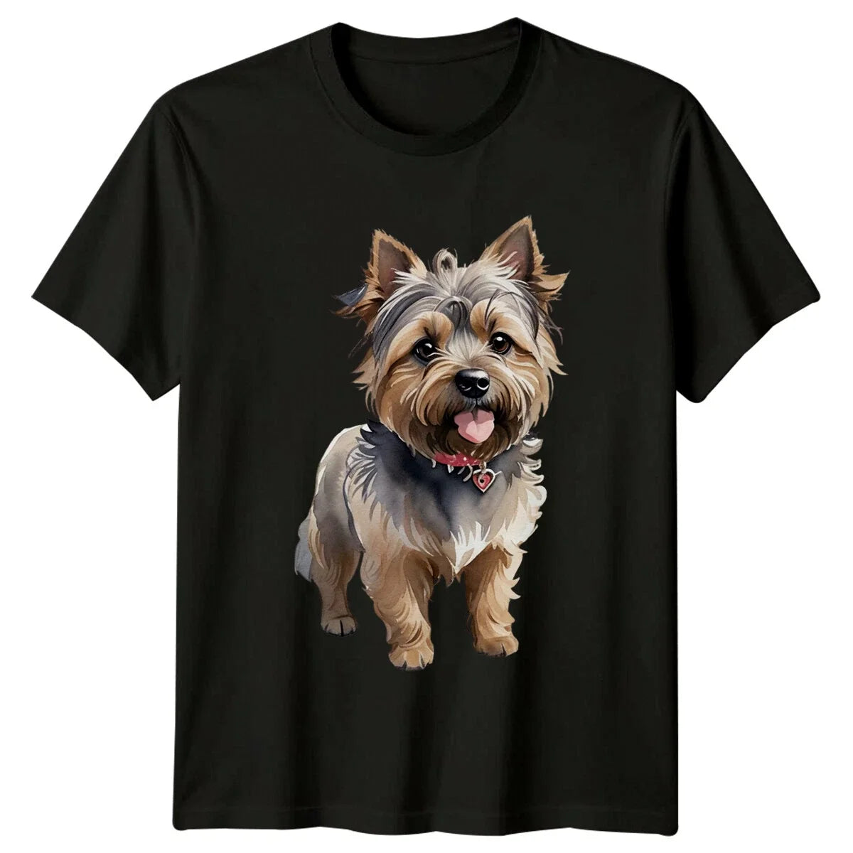 Cute Yorkshire Terrier Dog Watercolor Portrait Pet Unisex , , , Long Sleeve Tee