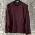 Vinci Pour L'Homme Size L Minimalist Pocket Casual T Shirt Burgundy Long Sleeve Unisex , , , Long Sleeve Tee