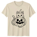 Cute Cat Pumpkin Jack O Lantern Spooky Cute Halloween Unisex , , , Long Sleeve Tee
