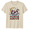 Mystic Meows Cat Moon Cute Cat Pun Tee For Cat Lovers Unisex , , , Long Sleeve Tee