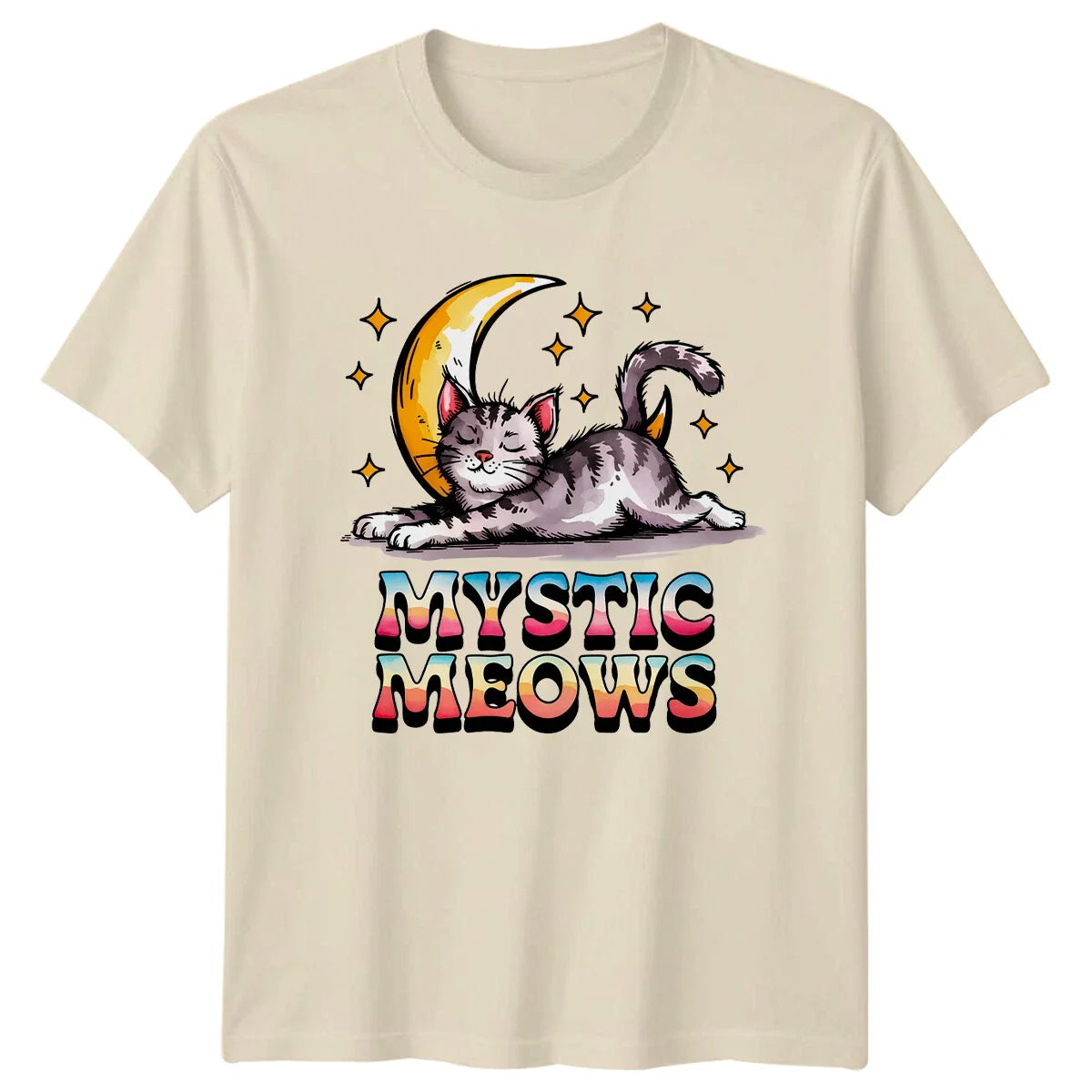 Mystic Meows Cat Moon Cute Cat Pun Tee For Cat Lovers Unisex , , , Long Sleeve Tee