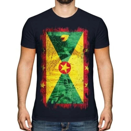 GRENADA GRUNGE FLAG MENS TEE TOP GRENADIAN SHIRT FOOTBALL JERSEY GIFT Unisex , , , Long Sleeve Tee