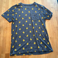 Blue and yellow duck print casual tee w pocket size Large creative destruction Unisex , , , Long Sleeve Tee