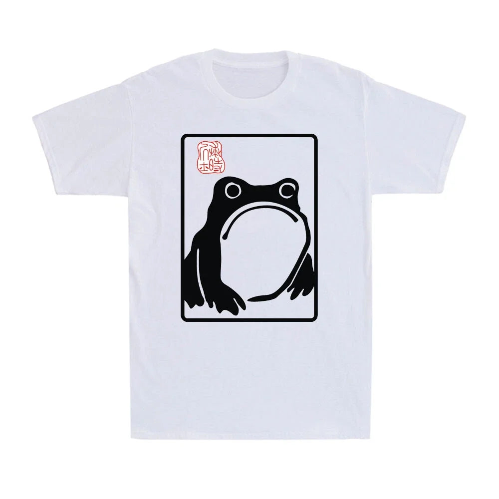 Grumpy Frog Unimpressed Toad Vintage Japanese Aesthetic Art Retro Men's Unisex , , , Long Sleeve Tee