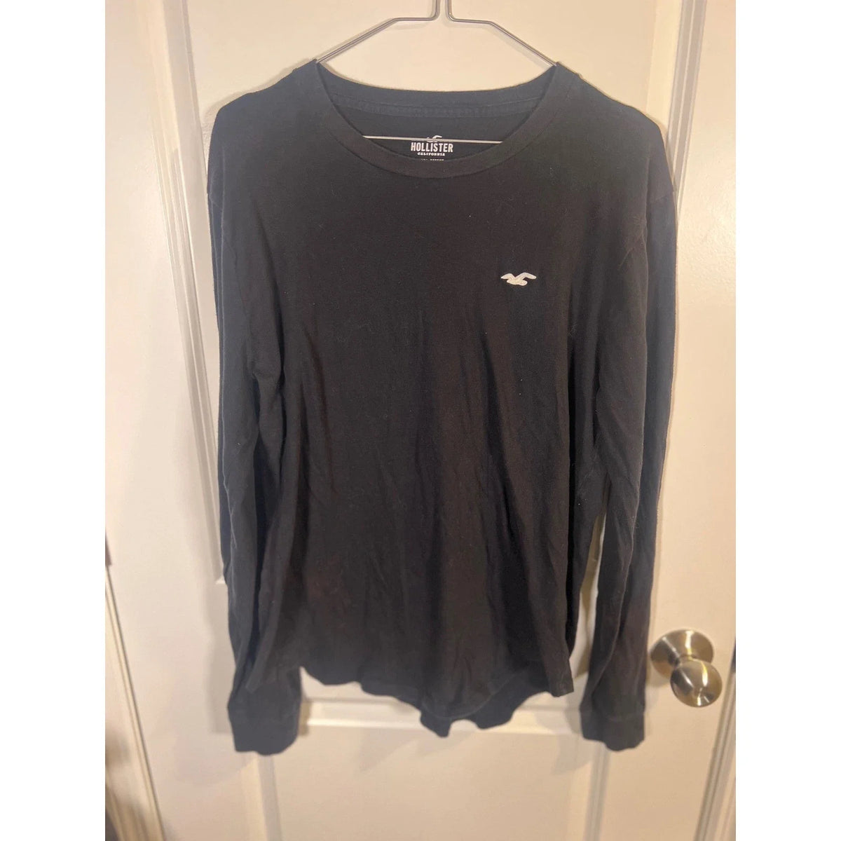 Hollister Mens Long Sleeve 100% Cotton Black Large Unisex , , , Long Sleeve Tee
