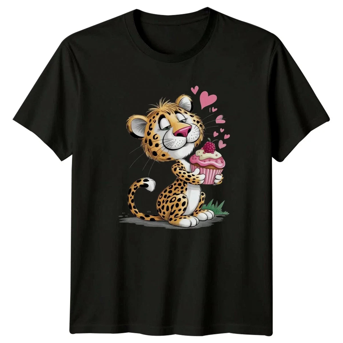 Leopard Cupcake Animals Graphic Tee Unisex Top Unisex , , , Long Sleeve Tee
