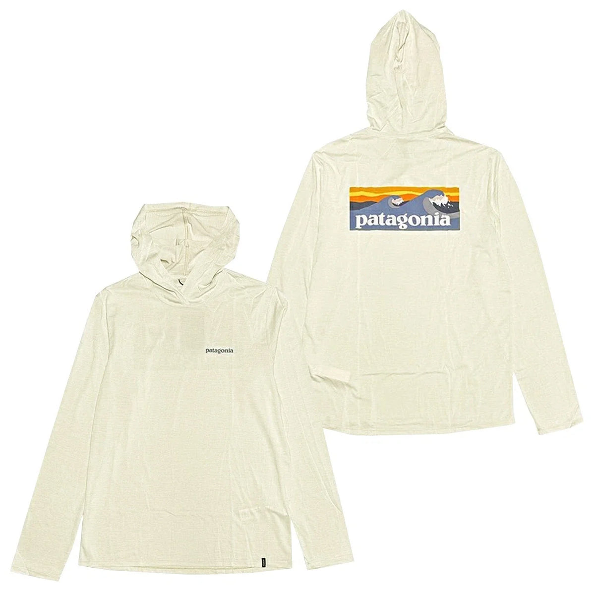 Patagonia Men Capilene Cool Daily Hoody Boardshort Logo L/S Dyno (Cream) Unisex , , , Long Sleeve Tee
