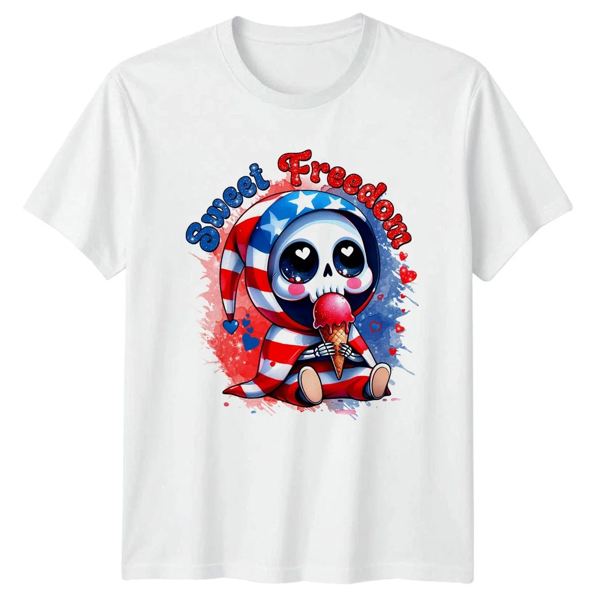 Sweet Freedom Cute Grim Reaper Patriotic Fourth Of July Gift Unisex , , , Long Sleeve Tee