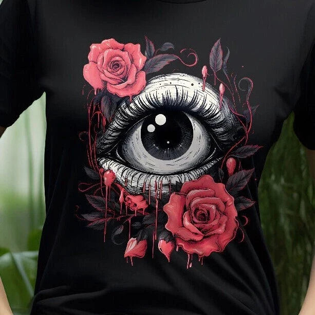 Gothic Eyeball and Blood Roses Goth Dark Academia Unisex Unisex , , , Long Sleeve Tee