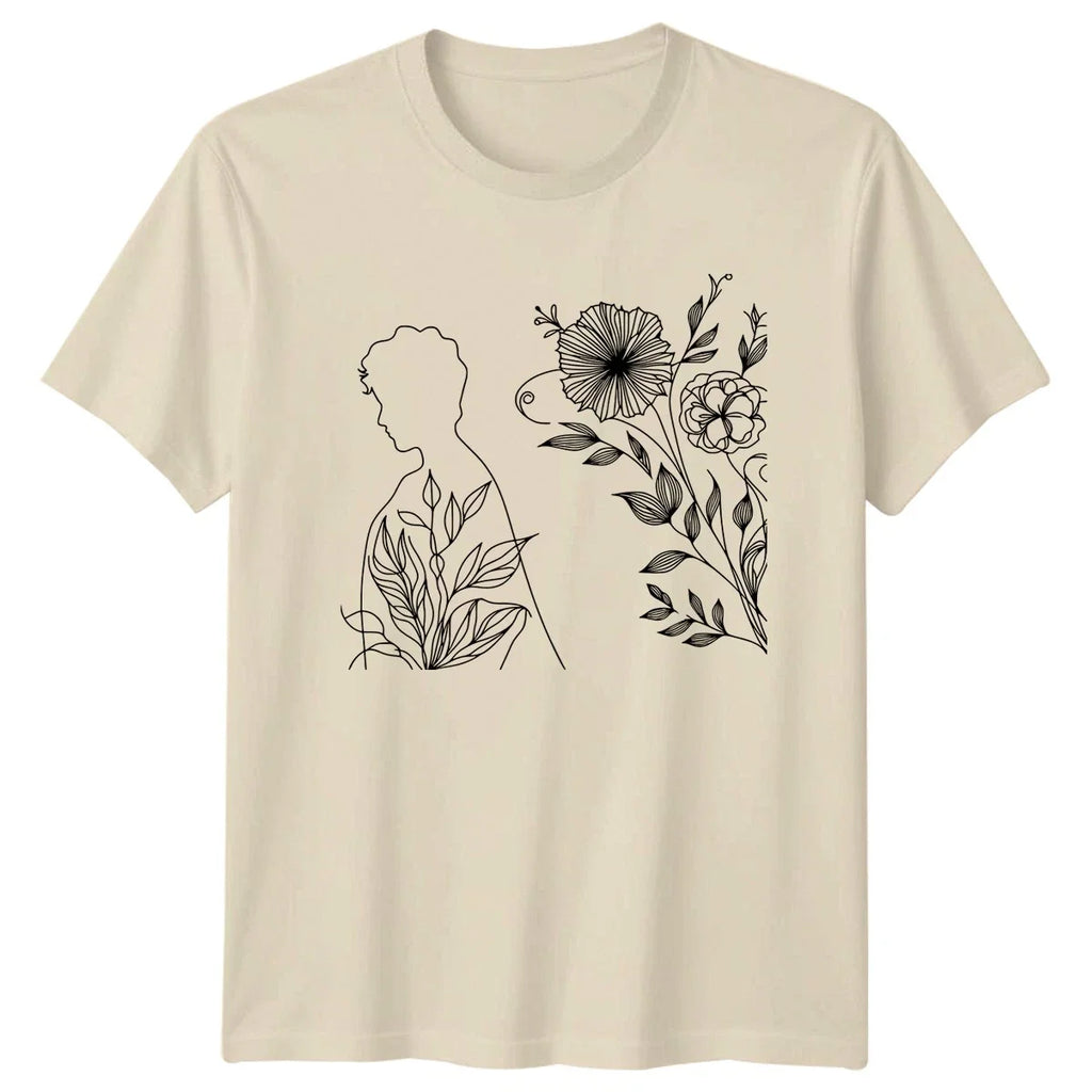Minimalist Floral Silhouette Womens Line Art Botanical Birthday Gift Unisex , , , Long Sleeve Tee