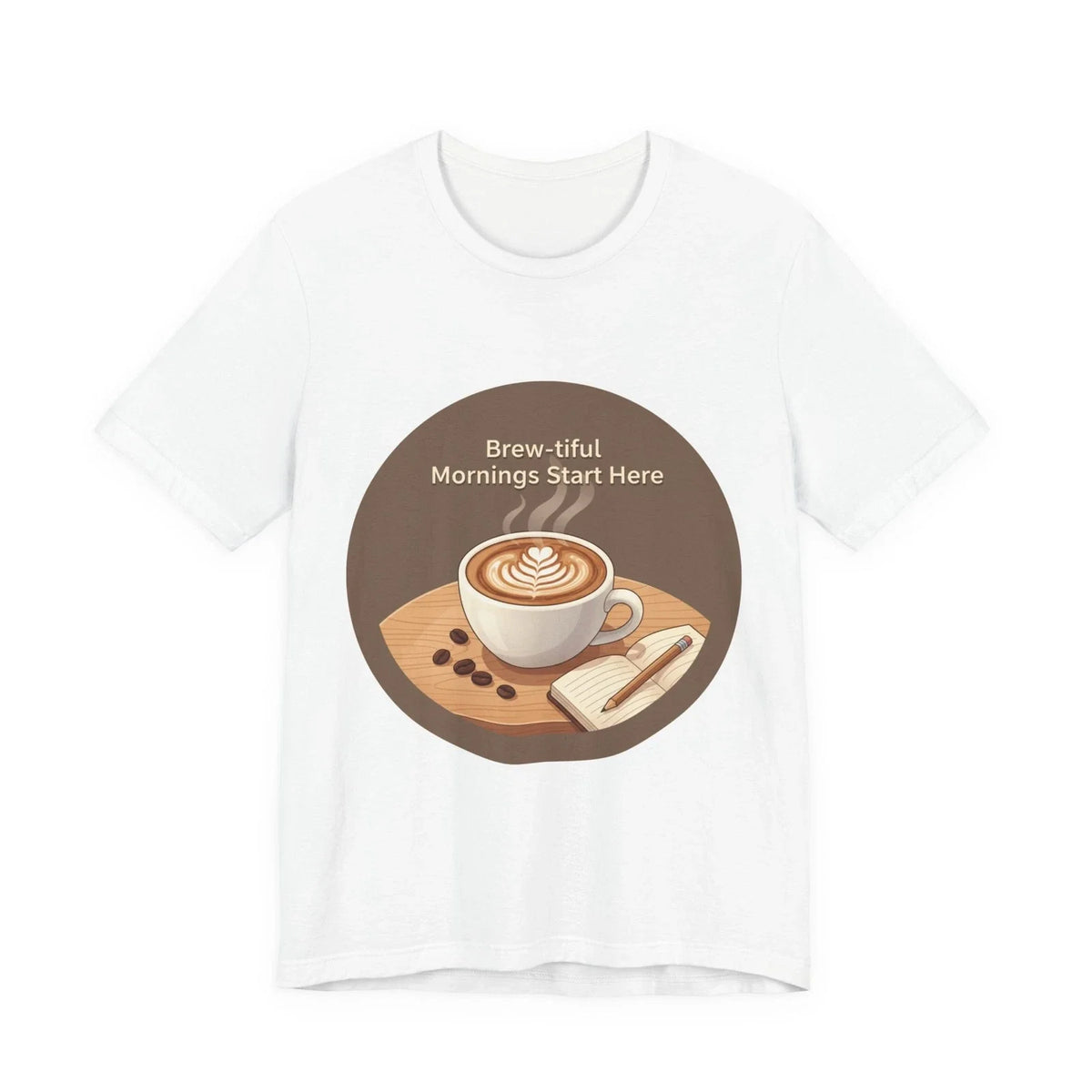 Brew-tiful Mornings Coffee Tee | latte art design, caffeine aesthetic Unisex , , , Long Sleeve Tee