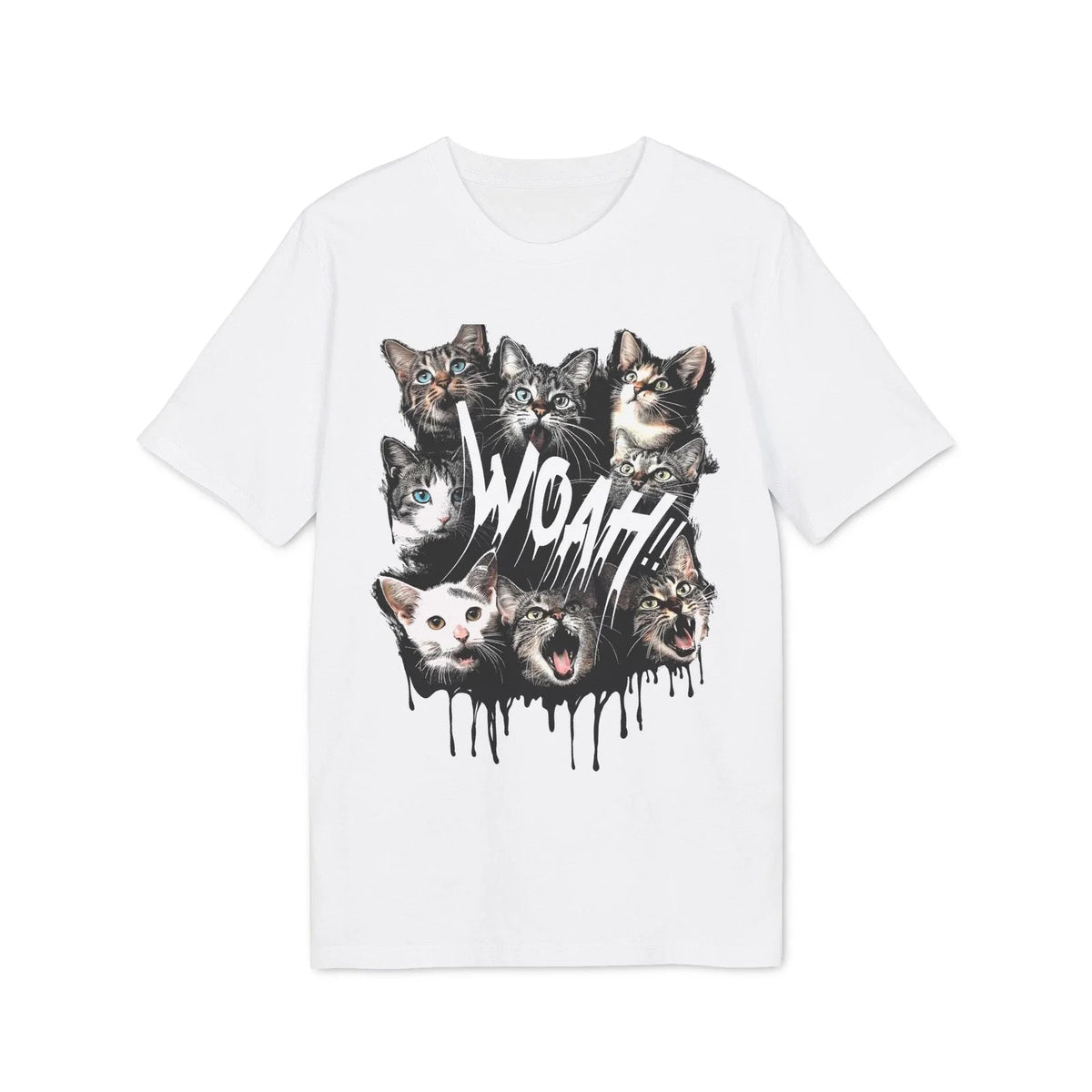 Woah! Screaming Kittens | Grunge Cat Graphic Tee Unisex , , , Long Sleeve Tee