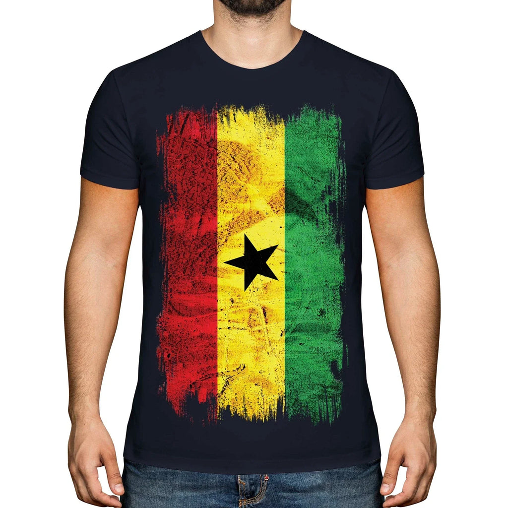 GHANA GRUNGE FLAG MENS TEE TOP GHANAIAN SHIRT FOOTBALL JERSEY GIFT Unisex , , , Long Sleeve Tee