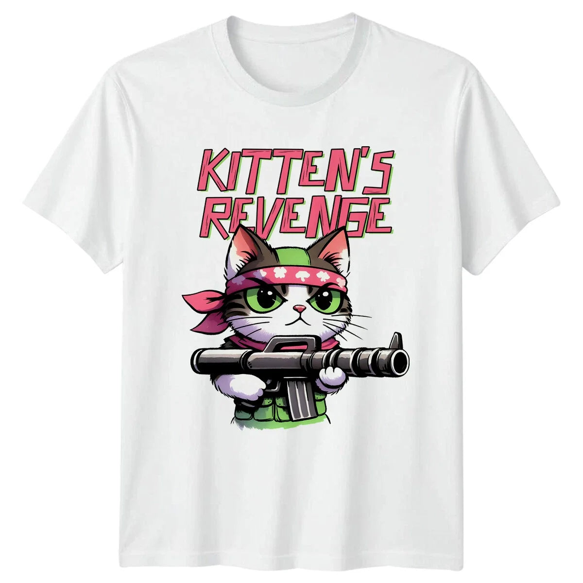 Kitten's Revenge Cat Lover , Cute Armed Kitten Graphic Tee Unisex , , , Long Sleeve Tee