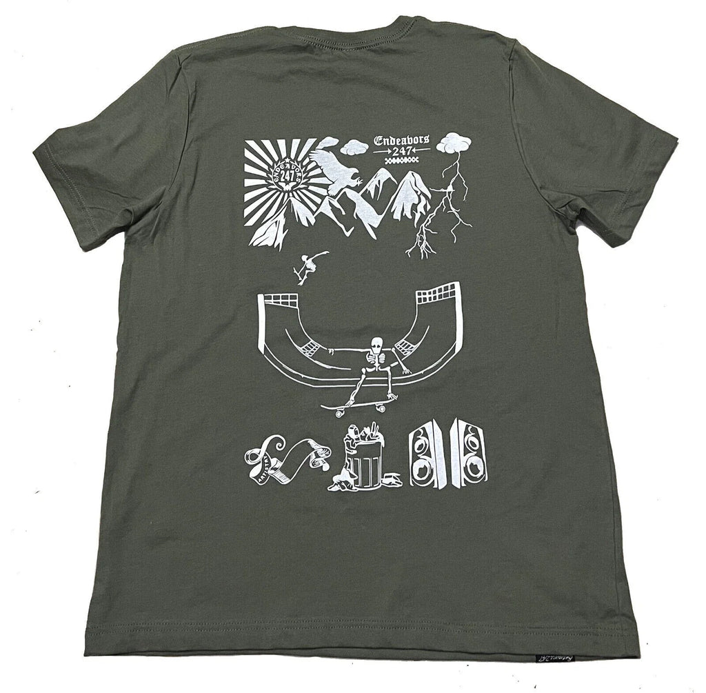 Endeavors247 At The Skate Park Skateboarding Vol.1 Issue Military Green T Shirt Unisex , , , Long Sleeve Tee