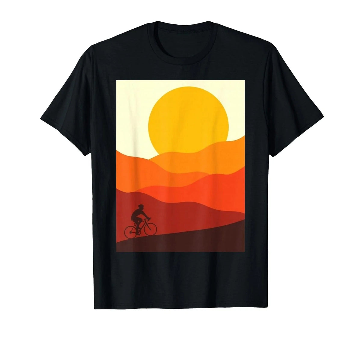 Cyclist Sunset Landscape Minimalist Bike Art Unisex , , , Long Sleeve Tee