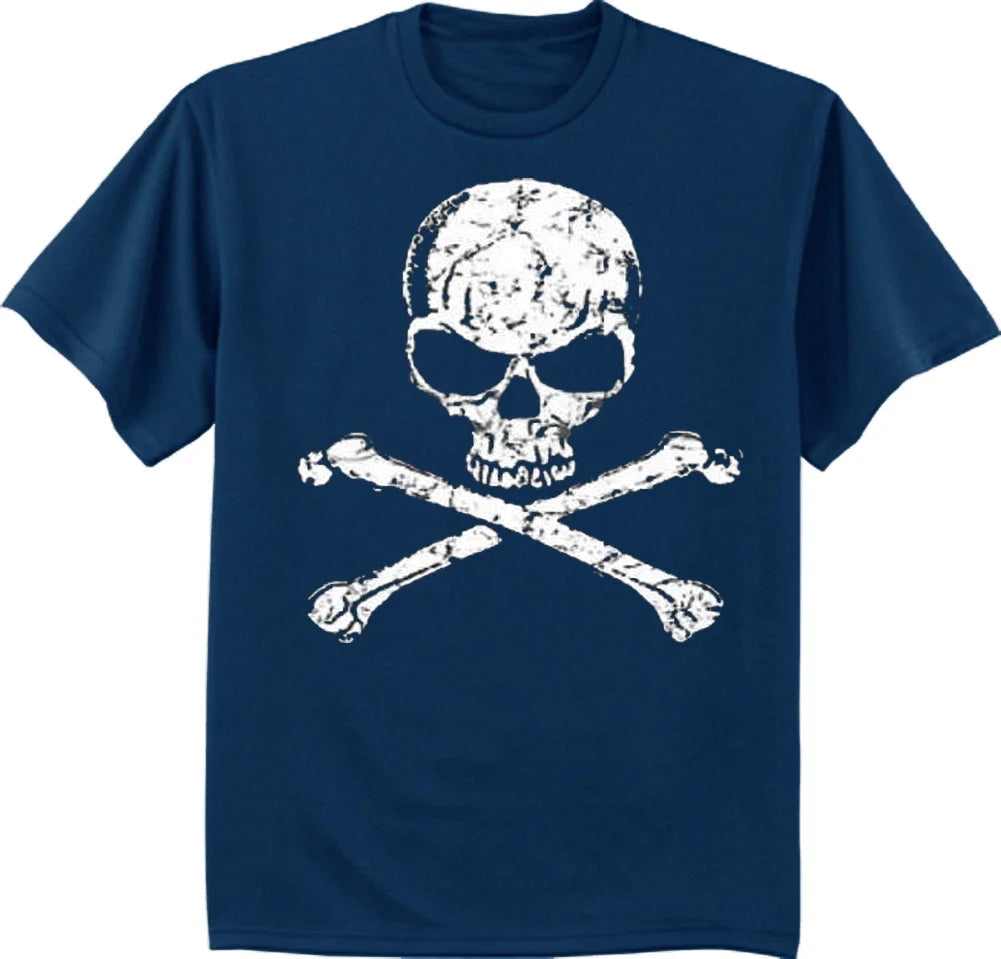 Skull and Crossbones for men pirate decal design tee shirt jolly roger Unisex , , , Long Sleeve Tee