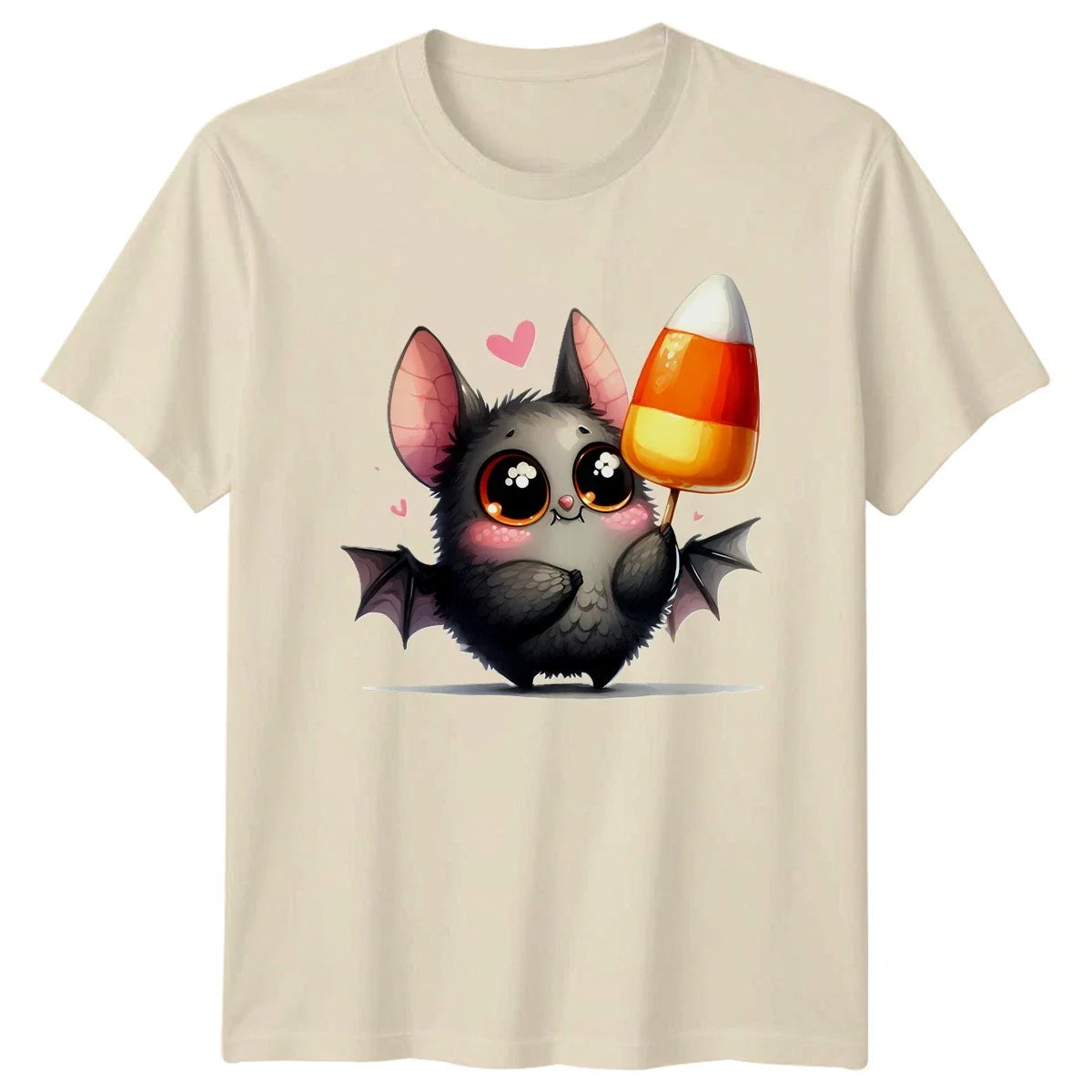 Cute Bat Candy Corn Halloween Mens Womens Graphic Tee Unisex , , , Long Sleeve Tee