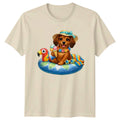 Cute Summer Puppy Pool Ring Dachshund Dog Birthday Gift For Him And Her Unisex , , , Long Sleeve Tee