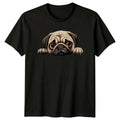 Cute Pug Dog Peekaboo , Pet Lover Tee Unisex , , , Long Sleeve Tee