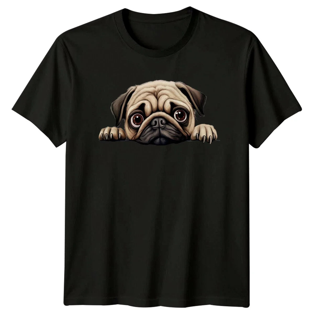 Cute Pug Dog Peekaboo , Pet Lover Tee Unisex , , , Long Sleeve Tee