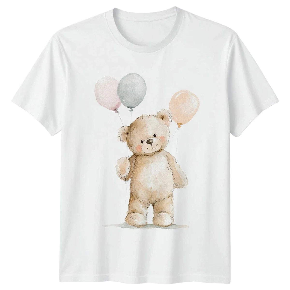 Cute Teddy Bear Balloons Animals Mens Womens Tee Graphic Unisex Unisex , , , Long Sleeve Tee