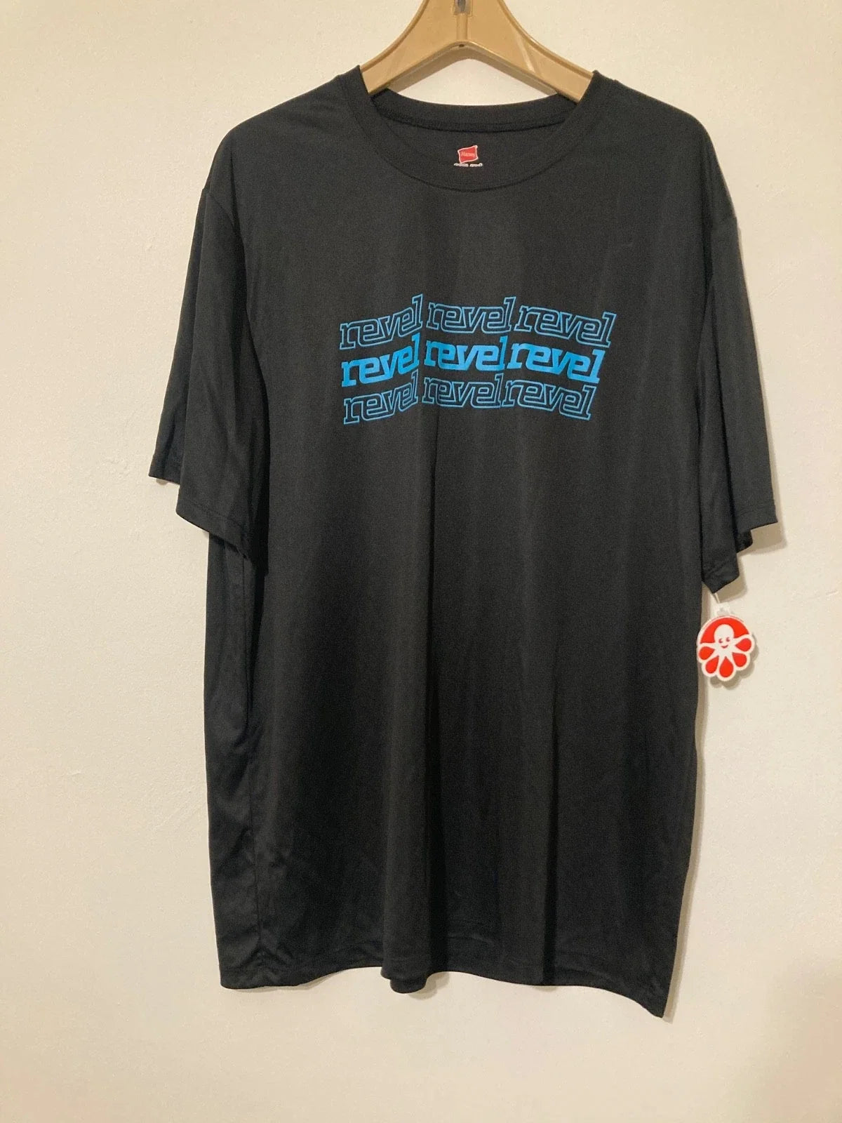 NWT Hanes Cool-Dri Short Sleeve Black Size XL "revel" Printed on Chest Unisex , , , Long Sleeve Tee