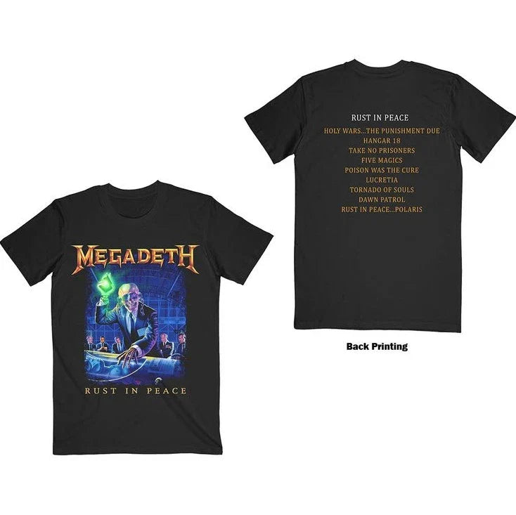 Megadeth Rust in Peace Vintage Thrash Metal Album Art with Back Tracklis Unisex , , , Long Sleeve Tee