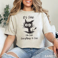 It's Fine I'm Fine Everything Is Fine Shirt, Cute Black Cat Tee, , 202826 Unisex , , , Long Sleeve Tee