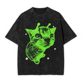 Alien Cat Funny Green Aesthetic Graphic T shirt Unisex , , , Long Sleeve Tee