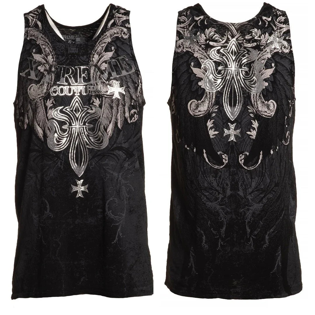 Xtreme Couture Affliction Men's Tank BOLD CIPHER Black Tattoo Biker S-5XL Unisex , , , Long Sleeve Tee