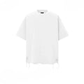 Men's Distressed Oversized Ripped Hem Streetwear Y2K Vintage Black White Unisex , , , Long Sleeve Tee