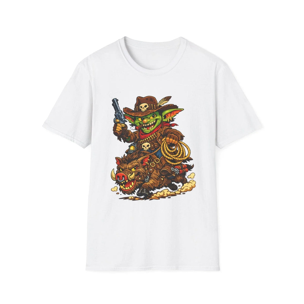 Goblin Cowboy Riding Boar | Western Monster Art Unisex , , , Long Sleeve Tee