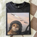 Pilot Cat Meme Shirt, Funny Jet Cat Tee, Cat Lover Gift, Cool Kitty Aviation Top Unisex , , , Long Sleeve Tee