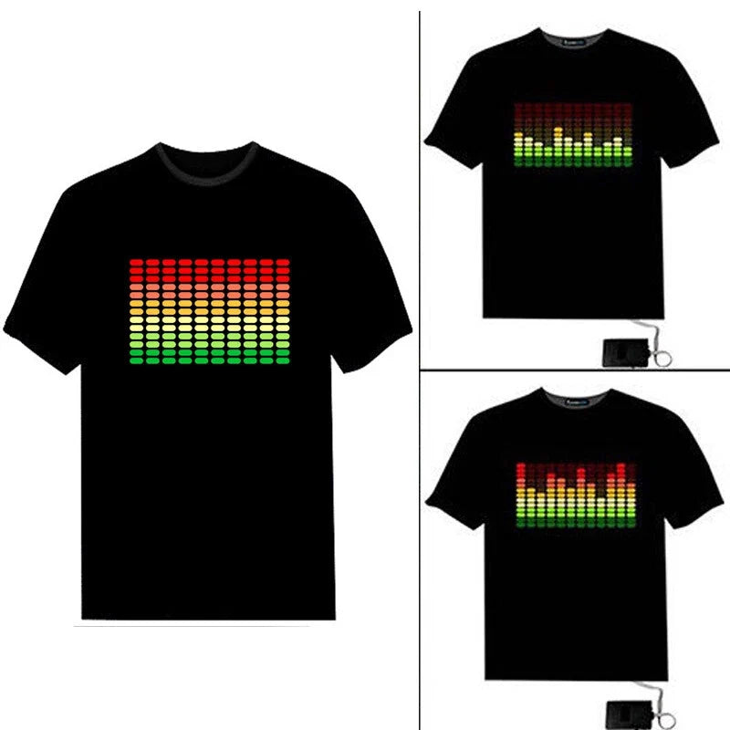 Creative LED Flashing Sound Activated Audio Control Night Club Wear Unisex , , , Long Sleeve Tee