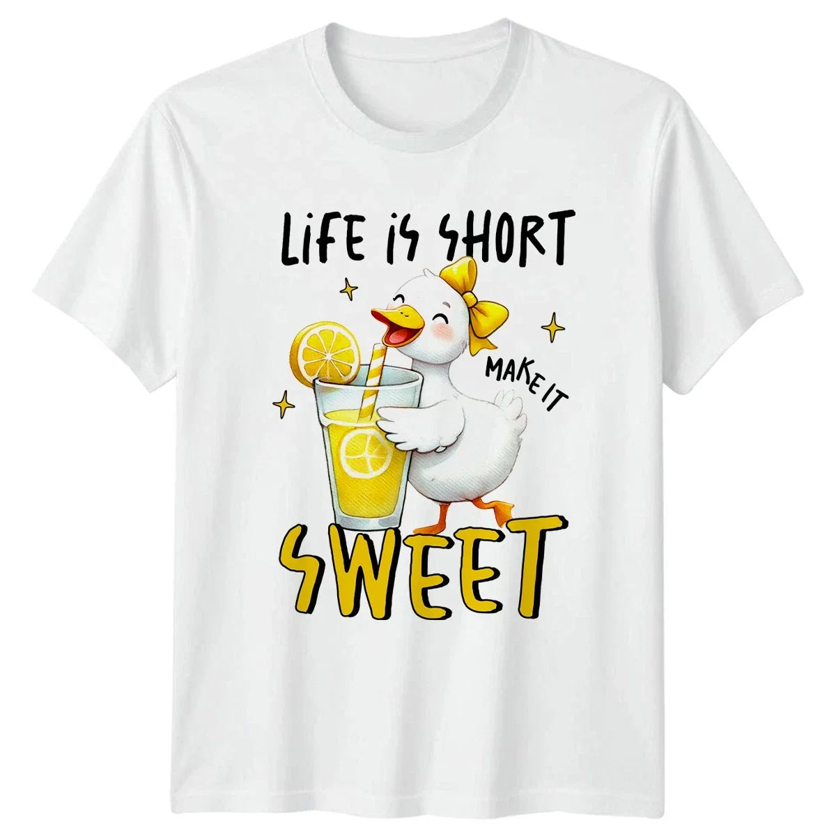 Life Is Short Make It Sweet Womens Cute Duck Lemonade Lifestyle Unisex , , , Long Sleeve Tee