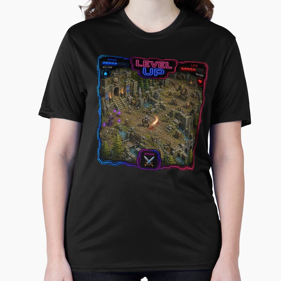 Level Up Dungeon Raid | Retro Fantasy RPG Gamer Design by LevelUp!