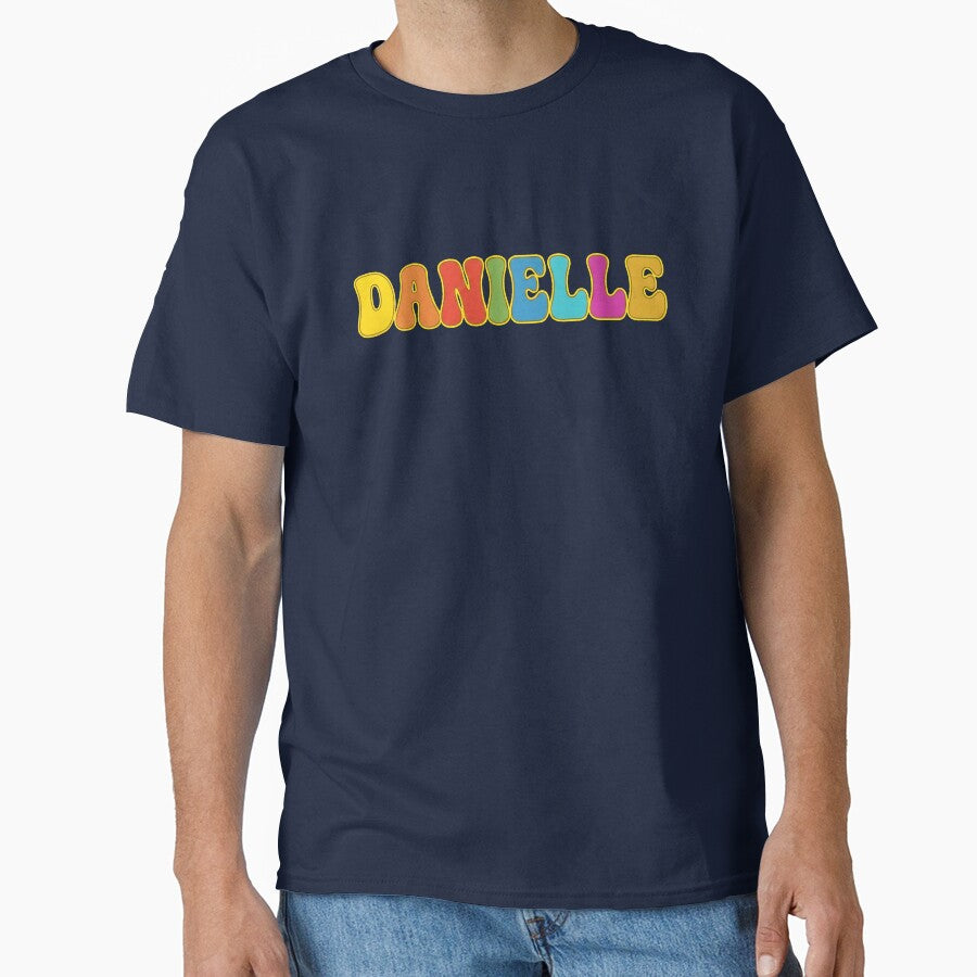❤️ Danielle Personalized Name Wavy Retro Shirt, Coffee Mug, Sticker Gift by HelixPedia