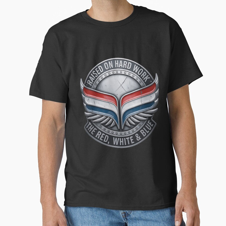 Raised on Hard Work Chrome Badge Patriotic by OldGloryForge
