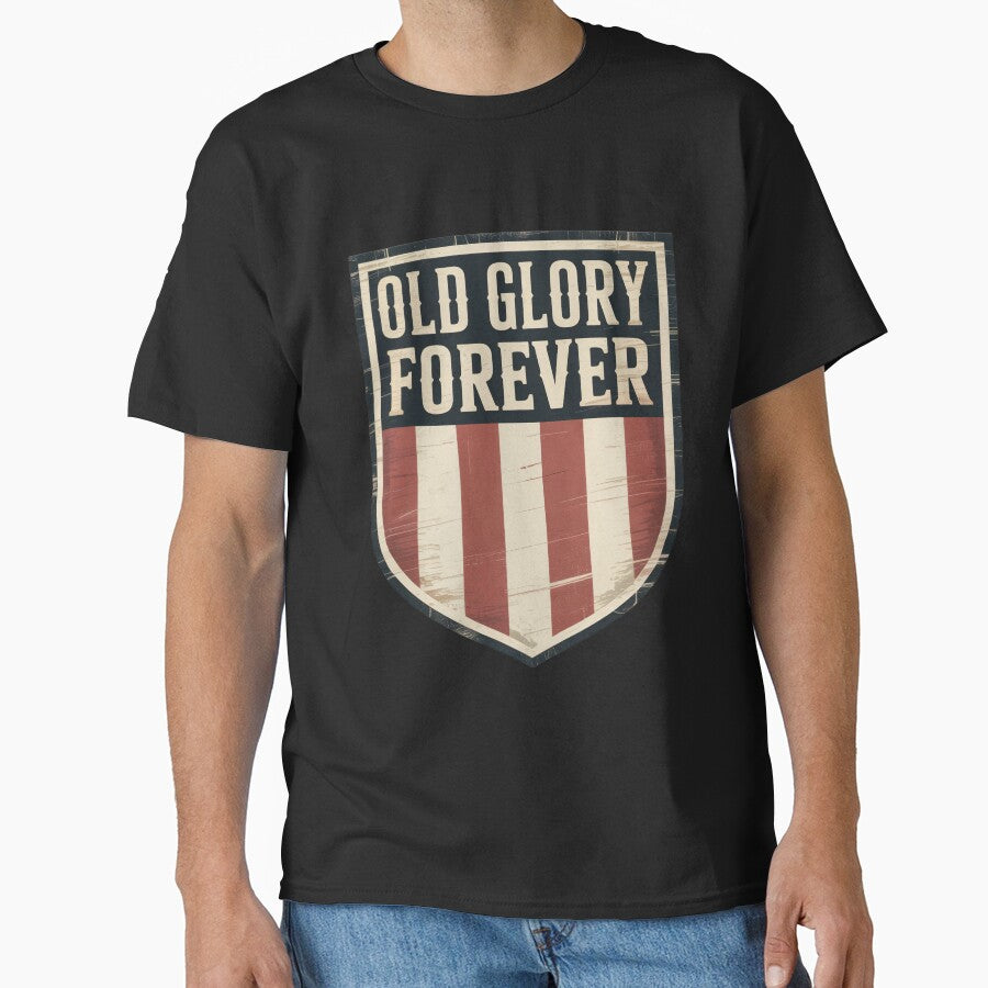 Old Glory Forever Retro Patriotic Crest Badge by OldGloryForge