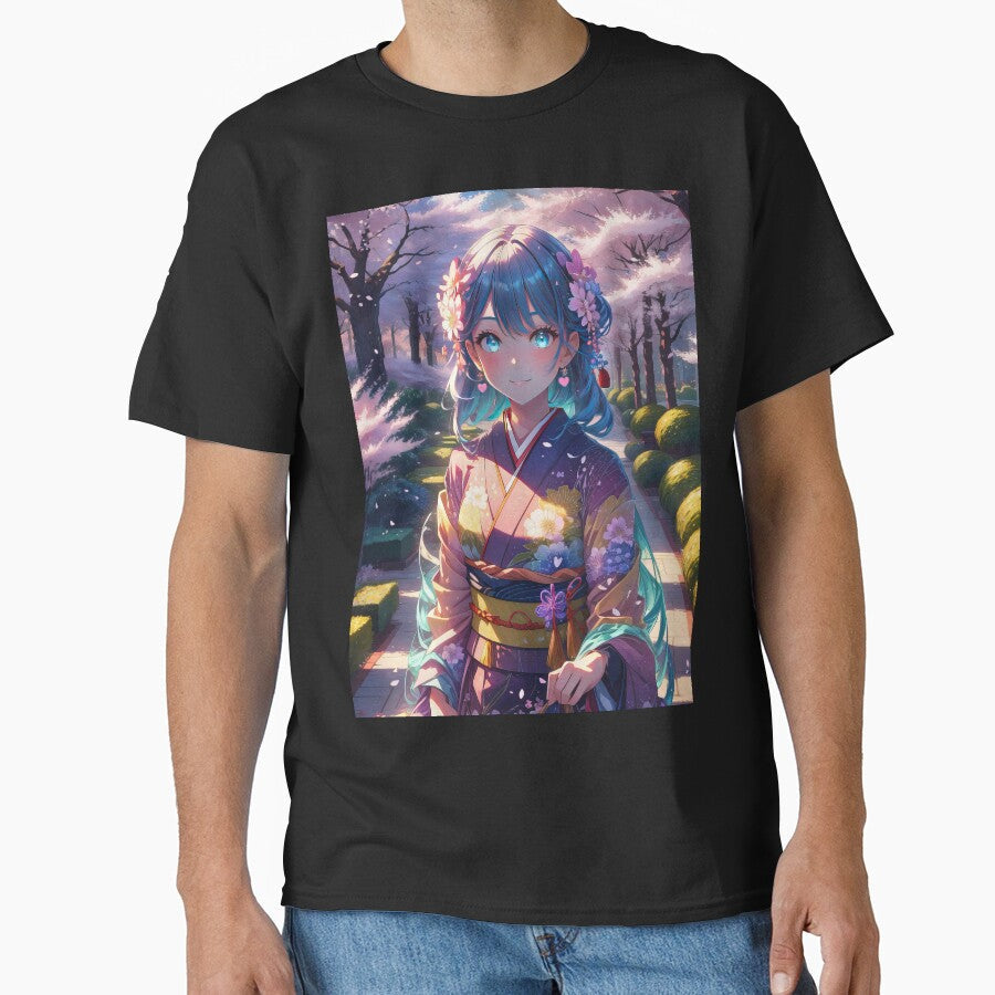 Anime girl in kimono in Chinese temples art by TheArtistOf2022 Unisex , , , Long Sleeve Tee