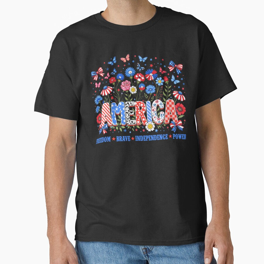 America Freedom Brave Independence Power Patriotic Floral USA by varin-studio