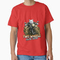 White Cat Motorcycle Art – Two Wheels Nine Lives Biker Cat Print Design by PixelsPaws