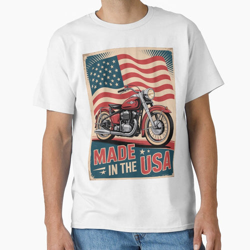 1950s Retro Americana Motorcycle T‑Shirt – Made in the USA by OldGloryForge